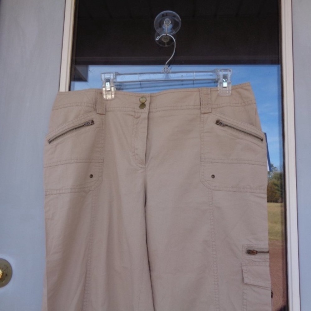 Ab studio tan pant with zipper & pockets detail casual size 12 - Picture 4 of 12